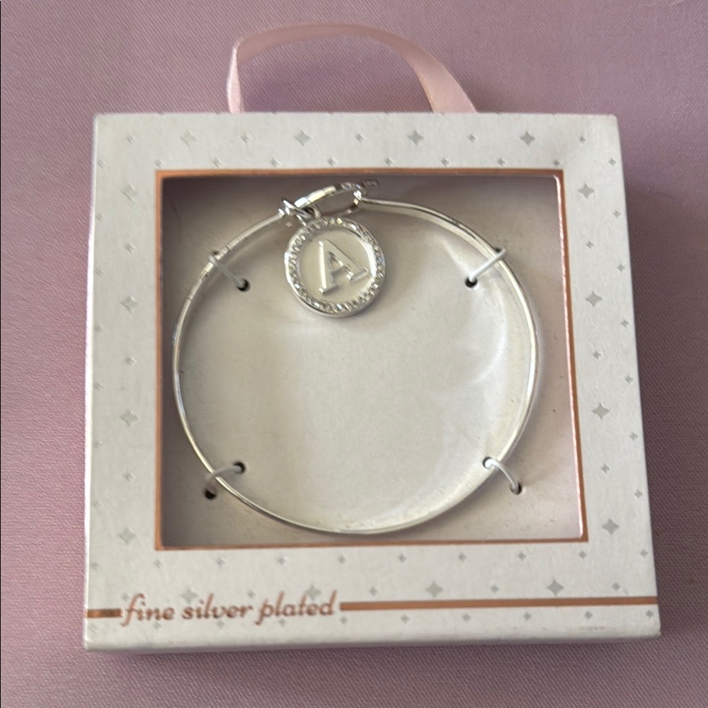 Silver Plated Bracelet with Initial A Charm